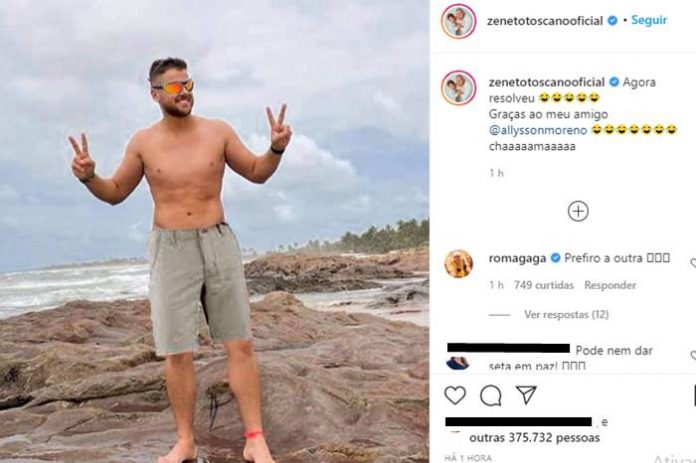 Instagram proíbe foto de Zé Neto volume na sunga e cantor explica