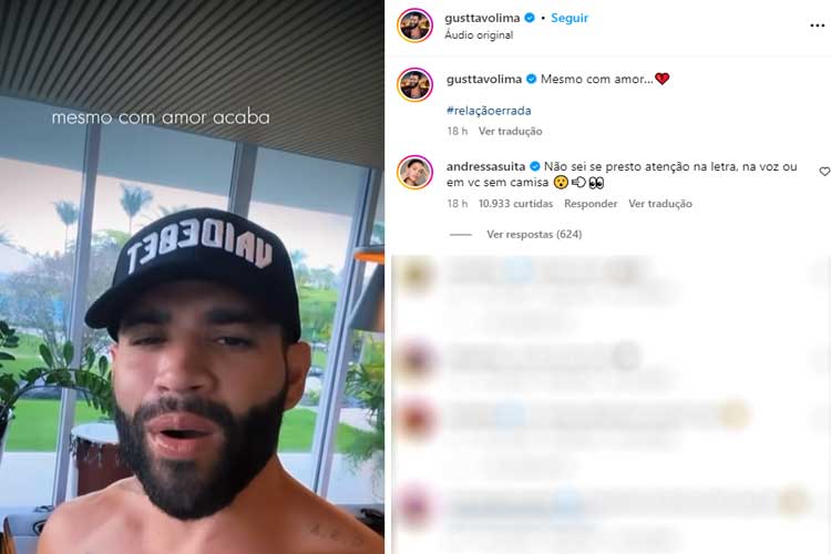 Gusttavo Lima aparece sem camisa e recebe comentário sincero de