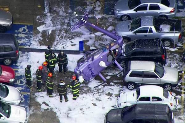 Acidente com helicóptero da Rede TV (Reprodução/TV Globo)