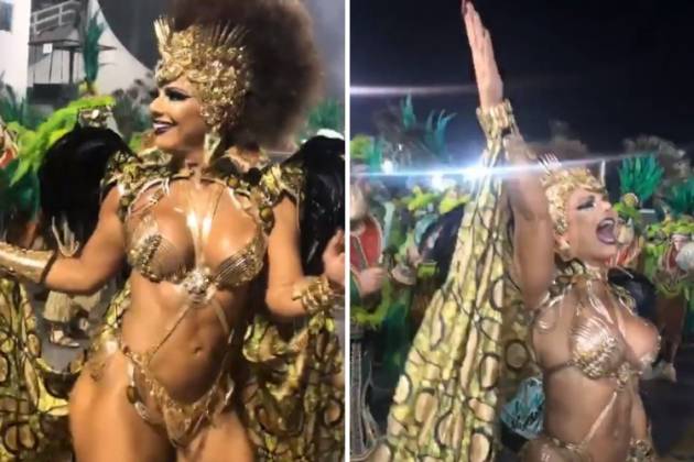 No Desfile das Campeãs Viviane Araújo celebra título da Mancha Que emoção