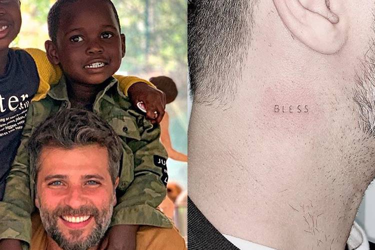 Bruno Gagliasso tatua o nome do filho no pescoço