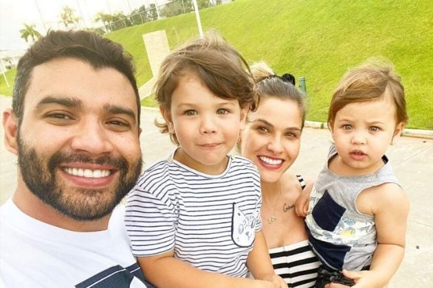 O cantor sertanejo Gusttavo Lima, Gabriel, Andressa Suita e Samuel - Reprodução: Instagram