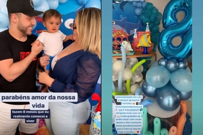 Sertanejo Murilo Huff cantora Marília Mendonça e filho Leo foto instagram montagem Área Vip