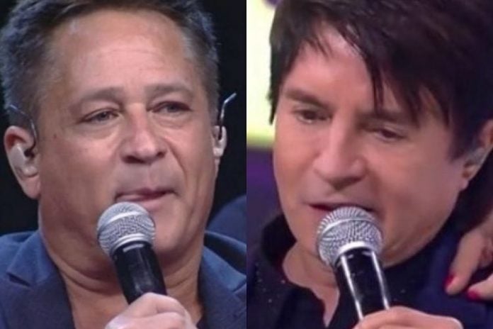 Leonardo e o cantor sertanejo Chitãozinho - Reprodução: TV Globo (Montagem: Área VIP)