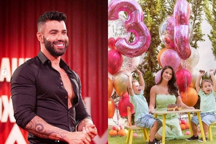 Gusttavo Lima ex Andressa Suita e filhos foto reprodução Instagram e montagem Area Vip