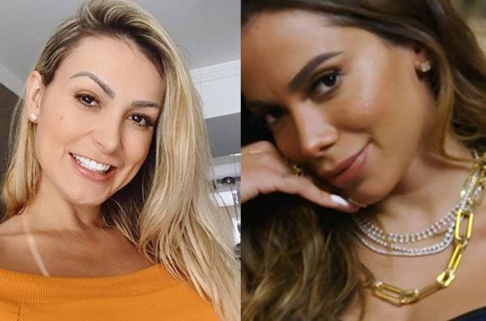 Andressa Urach joga indireta e diz que amaria participar do reality da Anitta - Foto: Reprodução/ Instagram e YouTube/ Montagem Área VIP