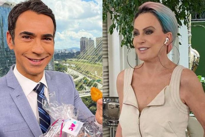 Cesar Tralli parabeniza Ana Maria Braga por retorno aos estúdios Globo, em São Paulo - Foto: Reprodução/ Instagram/ Montagem Área VIP