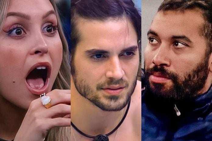 BBB21: Ao assistir papo entre Fiuk e Gilberto, Carla Diaz fica indignada ao ver brothers falando mal dela - Foto: Reprodução/ Rede Globo/ Montagem Área VIP