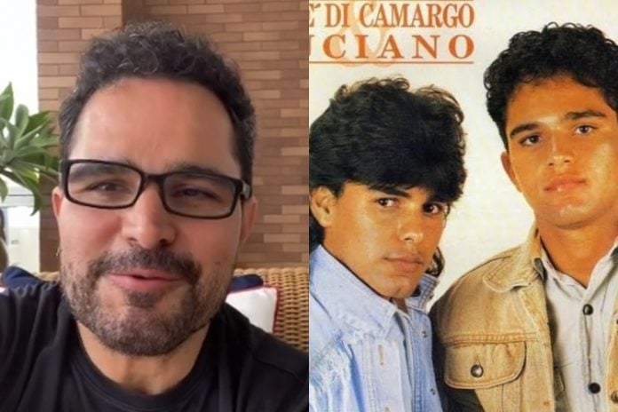 Luciano Camargo e capa do seu disco com irmão foto reprodução Instagram e montagem Area Vip