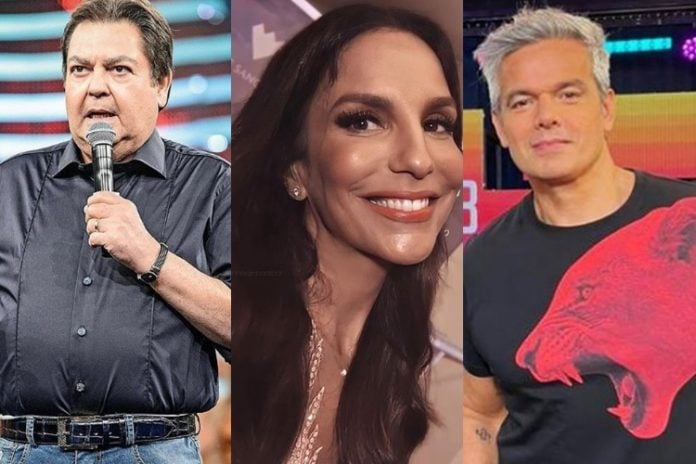 Fausto Silva, cantora Ivete Sangalo e apresentador Otaviano Costa foto reprodução Instagram