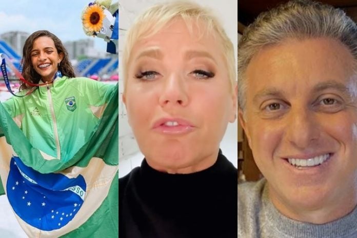 Rayssa Leal, Xuxa Meneghel, Luciano Huck foto reprodução Instagram montagem Area Vip