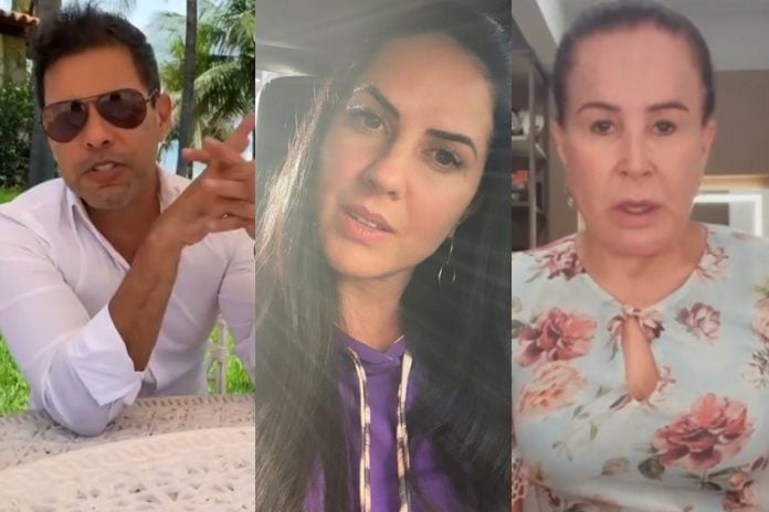 Sertanejo Zezé Di Camargo Musa Fitness Graciele Lacerda e empresária Zilu Camargo foto reproduçãoInstagram montagem Area Vip