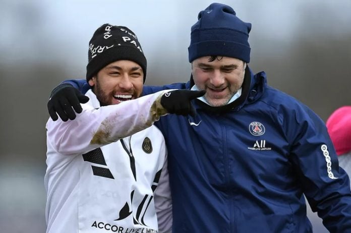 Neymar e Maurício (Foto: Reprodução/PSG TV)