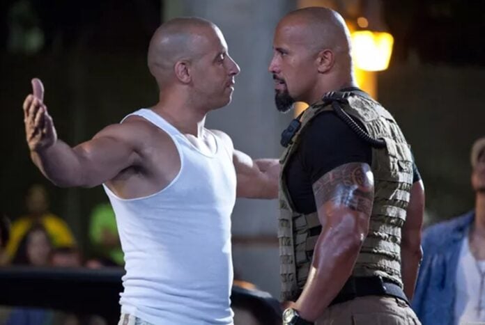 Dwayne Johnson e Vin Diesel (Foto: Reprodução/Filme Velozes e Furiosos)