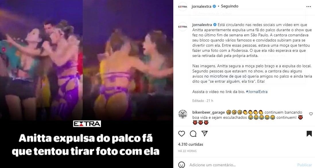 Publicação sobre Anitta (Foto: Reprodução Instagram)