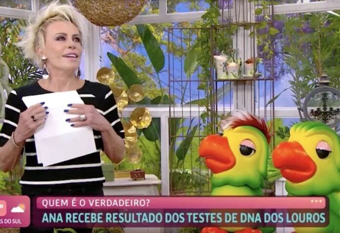 Ana Maria Braga com os papagaios no 'Mais Você'