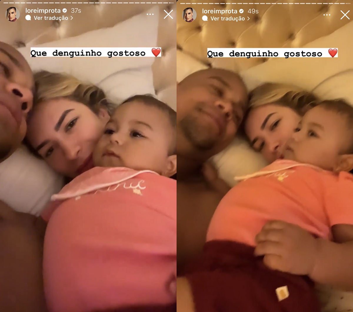 Lore Improta posta clique fofo com Léo Santana e Liz (Foto: Stories do Instagram)