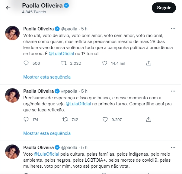 Paolla Oliveira Twitter. 1