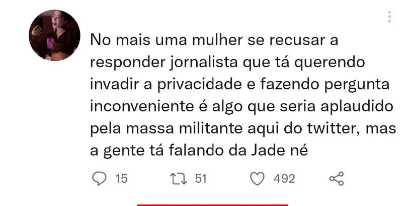 Twitter comentários em defesa de Jade Picon sobre polêmica