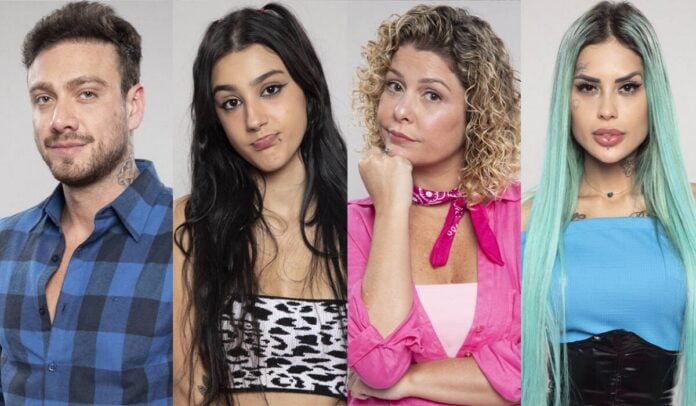 Vini, Bia, Babi e Tati estão na roça em A Fazenda 14 ( Imagem: Chahestian/RecordTV)