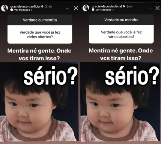 Graciele Lacerda responde pergunta polêmica de fã (Foto: Stories do Instagram)