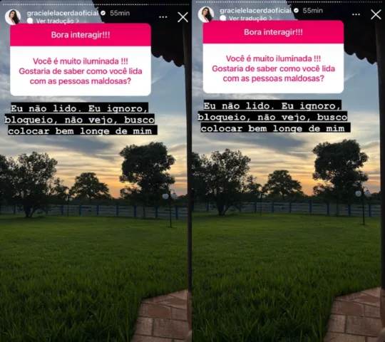 Graciele Lacerda fala sobre críticas (Foto: Reprodução/Stories do Instagram)