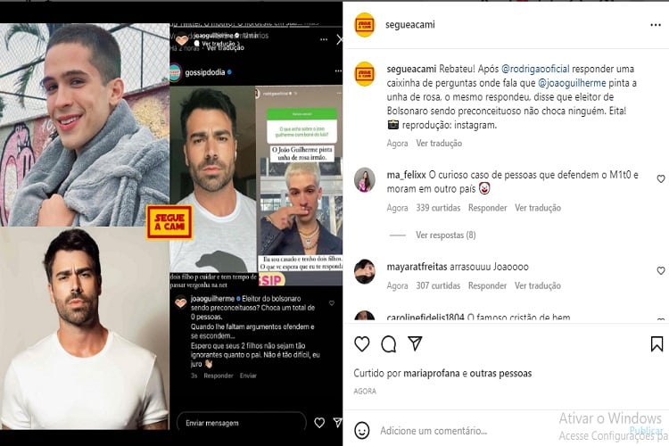 João Guilherme rebate comentário de Rodrigão (Foto: Reprodução/Instagram)