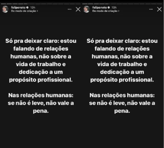 Felipe Neto faz desabafo (Foto: Reprodução/Stories do Instagram)