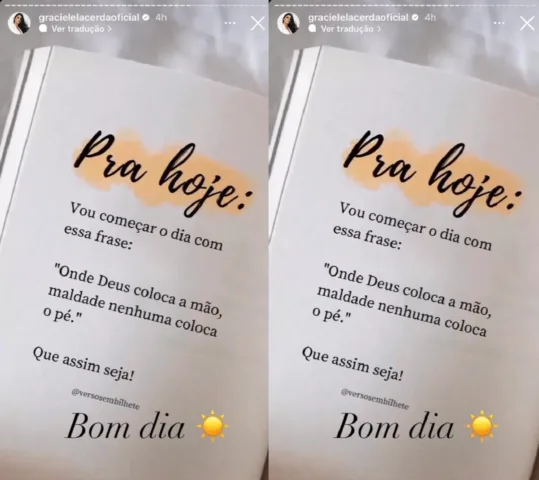 Graciele Lacerda posta suposta indireta (Foto: Stories do Instagram)