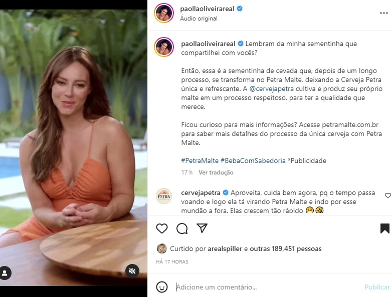 Postagem de Paolla Oliveira (Foto: Reprodução Instagram)