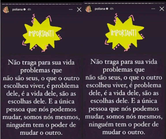 Poliana Rocha posta mensagem em rede social (Foto: Reprodução/Instagram)