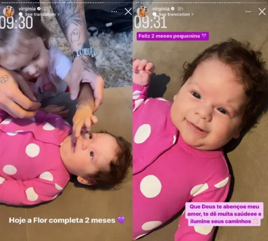 Virgínia Fonseca celebra dois meses de Maria Flor (Foto: Stories do Instagram)