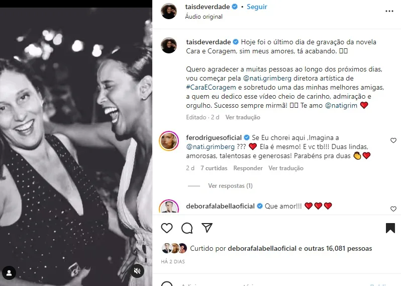 Postagem Tais Araujo (Foto: Reprodução Instagram)