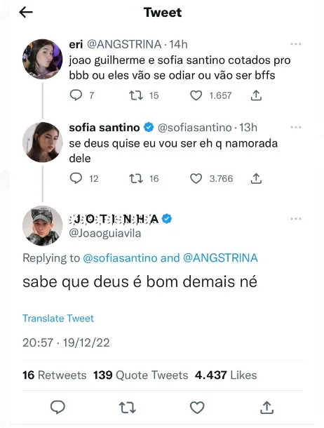 Resposta de João Gui (Foto: Reprodução Twitter)