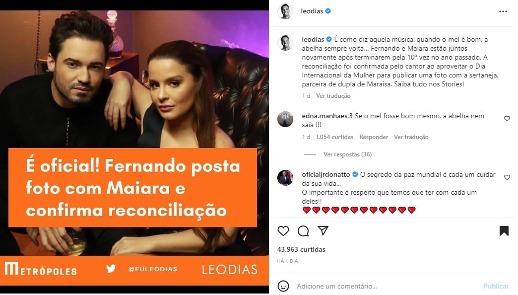 Maiara e Fernando Zor (Foto: Reprodução Instagram)