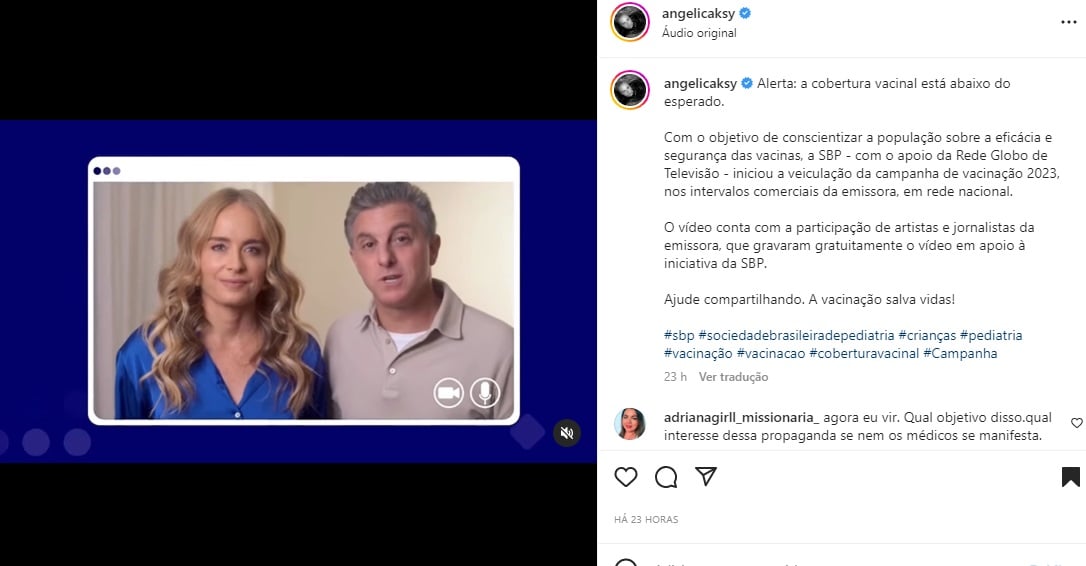 Postagem Angélica (Foto: Reprodução Instagram)