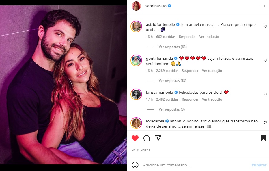 Postagem Sabrina Sato e comentário de Larissa Manoela (Foto: Reprodução Instagram)