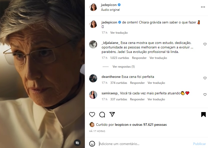 Postagem de Jade Picon, ex de João Guilherme (Foto: Reprodução Instagram)