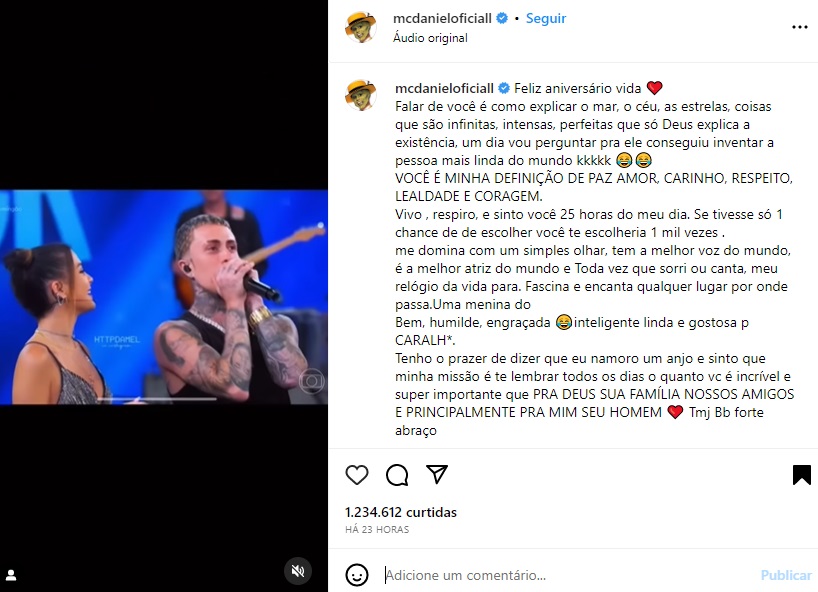 Postagem para Mel Maia (Foto: Reprodução Instagram)