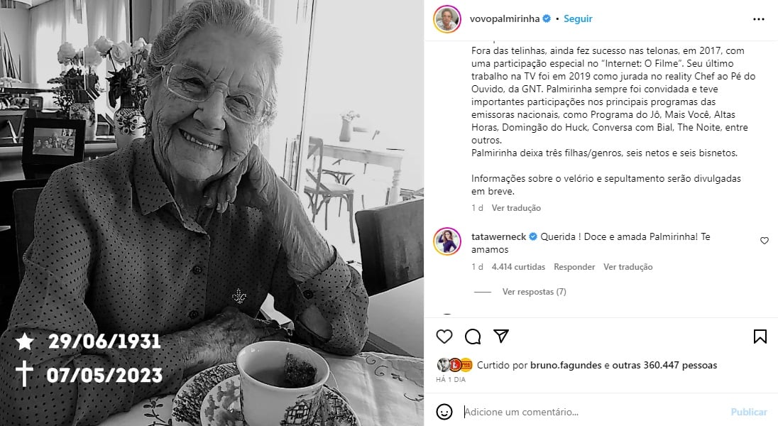 Postagem Palmirinha (Foto: Reprodução Instagram)