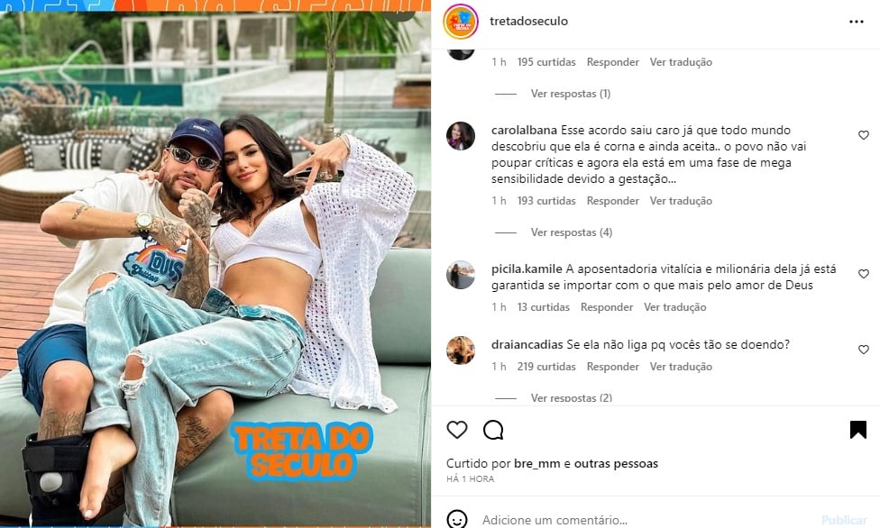 Postagem sobre Neymar e Bruna Biancardi (Foto: Reprodução Instagram)