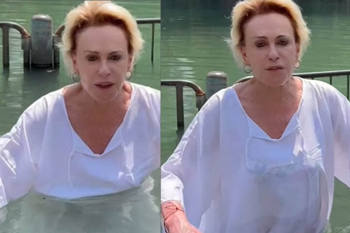 Ana Maria Braga sendo batizada em Israel