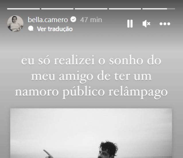 O pronunciamento de Bella Camero (Reprodução: Instagram)