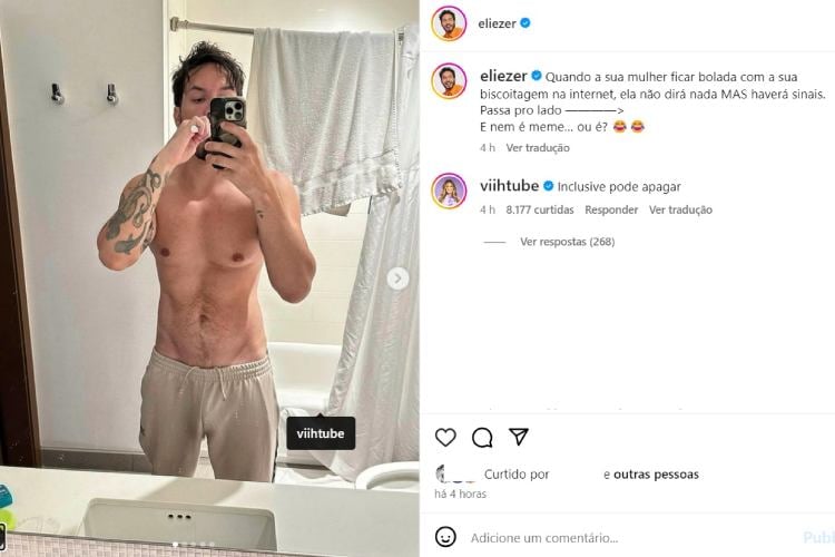 A postagem do Eliezer brincando com Viih Tube (Reprodução: Instagram)