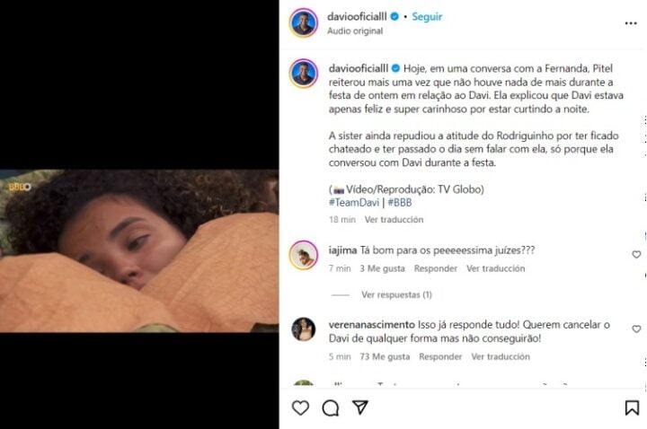 Postagem Davi (Foto: Reprodução Instagram)