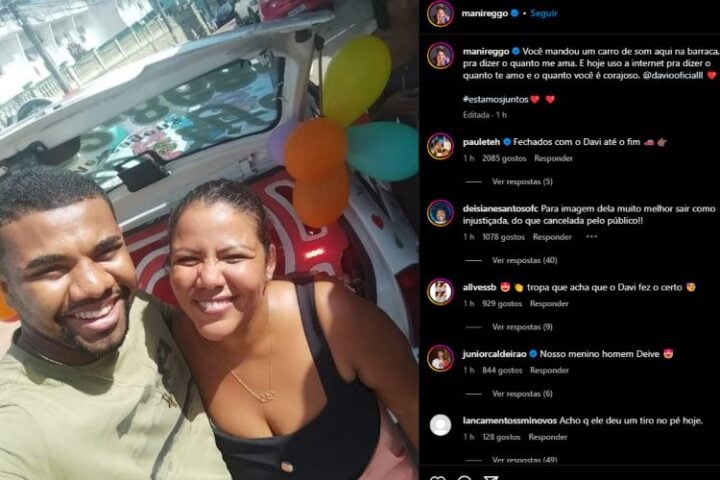 Mani Reggo se declarando para Davi (Reprodução: Instagram)