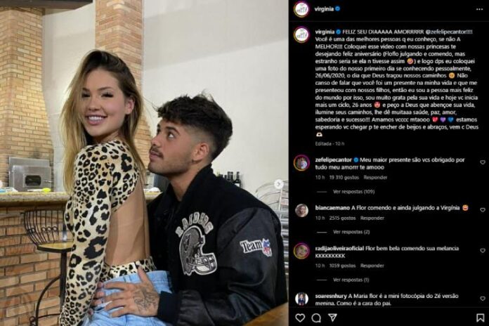 Virginia e Zé na primeira foto que tiraram juntos (Reprodução: Instagram)