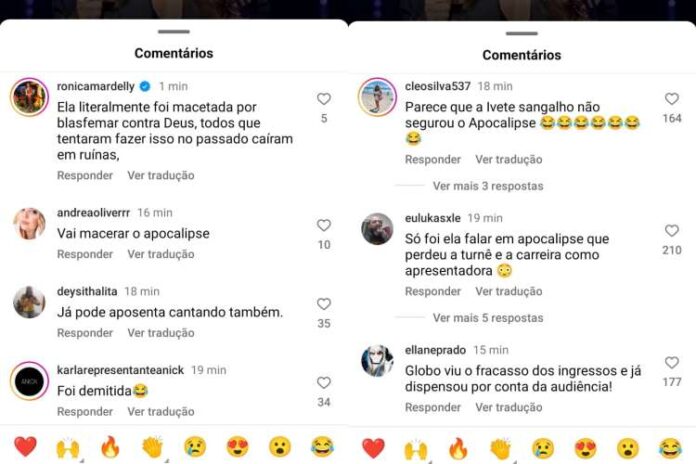 Comentários de internautas sobre a má fase de Ivete Sangalo (Montagem/Área VIP/Reprodução/Instagram)