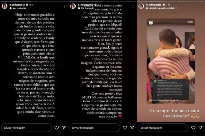 Comunicado de Emily Garcia sobre saída da turma do Carlinhos Maia (Montagem/Área VIP/Reprodução/Instagram)