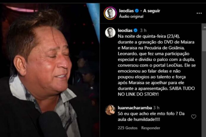 Leonardo falando de Maiara e Maraísa ao portal Leo Dias (Reprodução: Instagram)